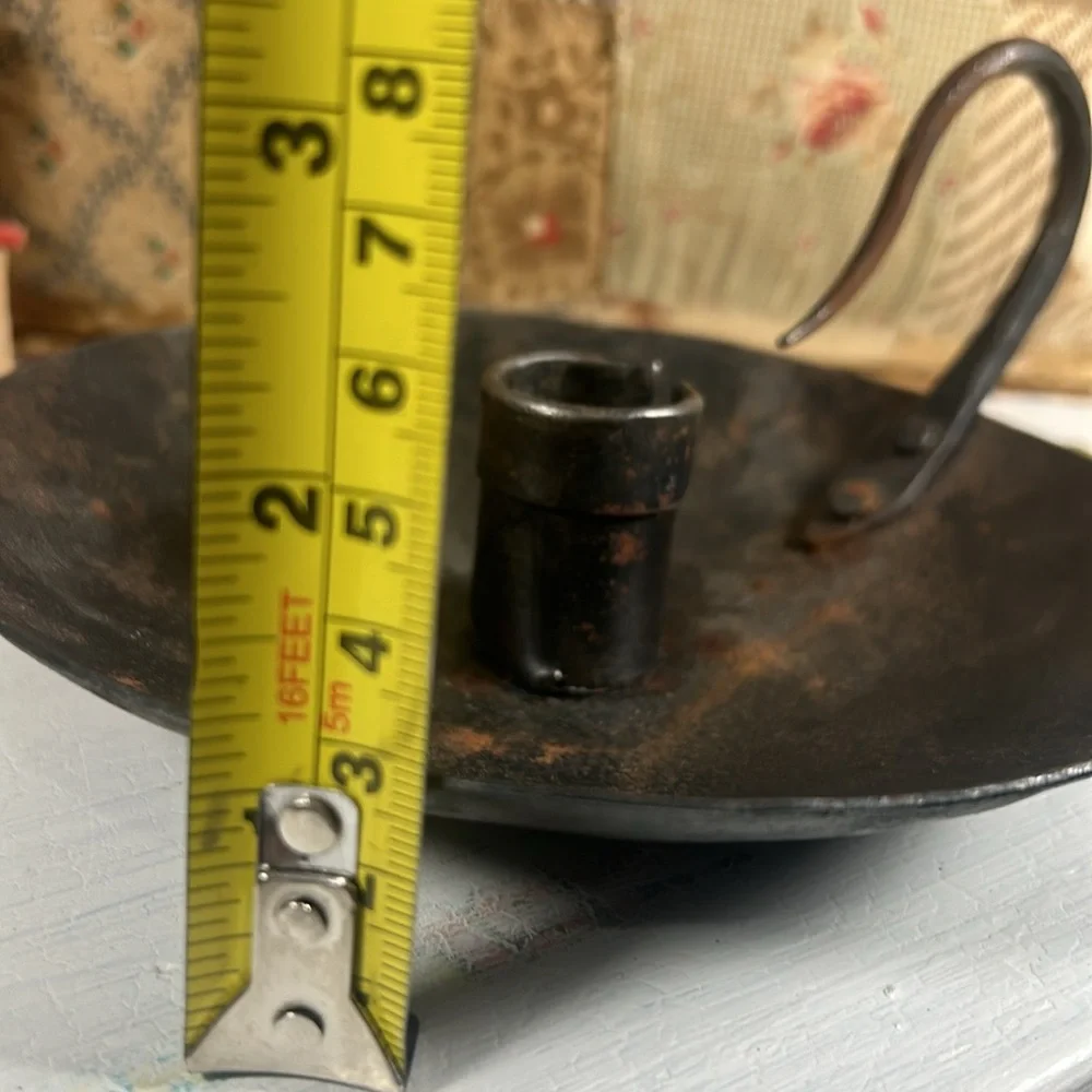 VTG Hand Forged Iron Candlestick Handheld Hand Made Rustic Farmhouse Primitive